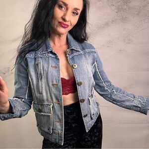 Angel Kiss denim jean jacket coat blazer